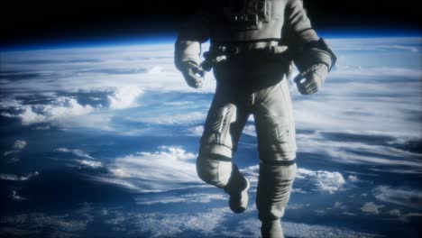 Astronaut-Im-Weltraum-Vor-Dem-Hintergrund-Des-Planeten-Erde